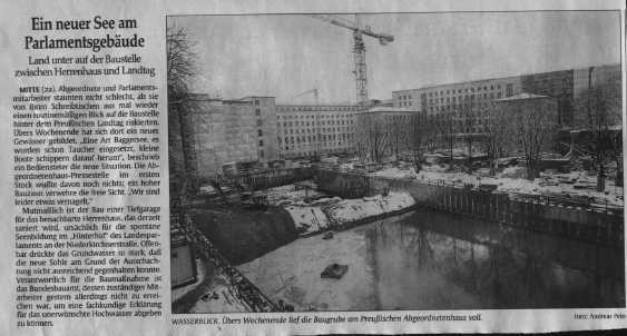Baustelle Tiefgarage im Februar 1999